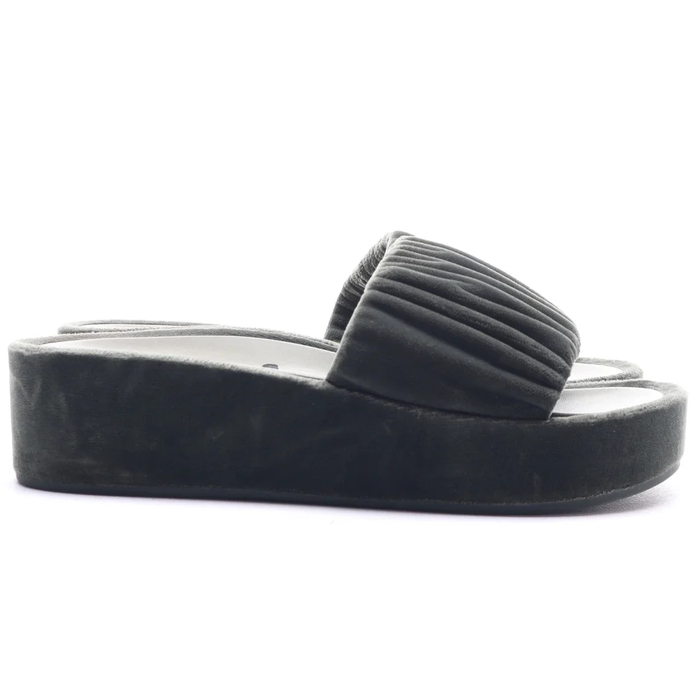 Aerosoles Women DADA Velvet Slide Platforms Shoes 7.5 Forest Green - Picture 3 of 16